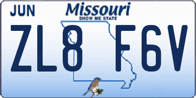 MO license plate ZL8F6V