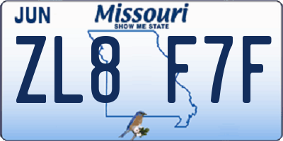 MO license plate ZL8F7F
