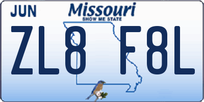 MO license plate ZL8F8L