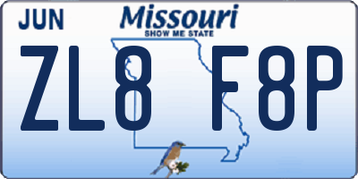 MO license plate ZL8F8P