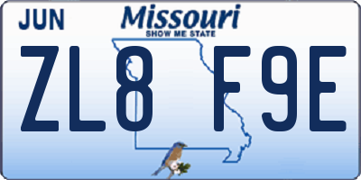 MO license plate ZL8F9E