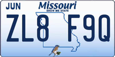 MO license plate ZL8F9Q