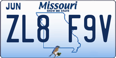 MO license plate ZL8F9V