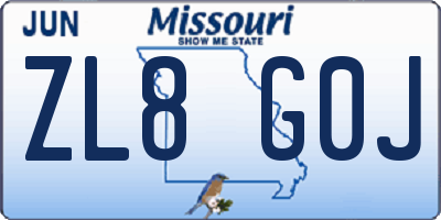 MO license plate ZL8G0J