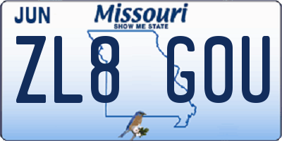 MO license plate ZL8G0U