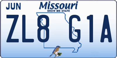 MO license plate ZL8G1A