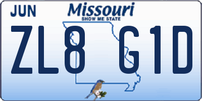 MO license plate ZL8G1D