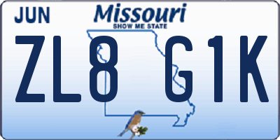 MO license plate ZL8G1K