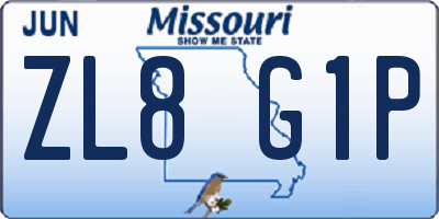 MO license plate ZL8G1P