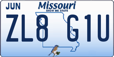 MO license plate ZL8G1U