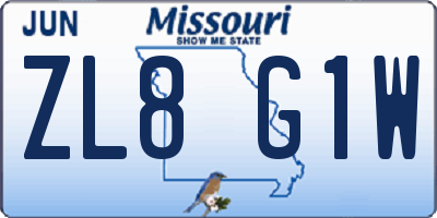 MO license plate ZL8G1W