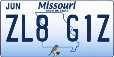 MO license plate ZL8G1Z