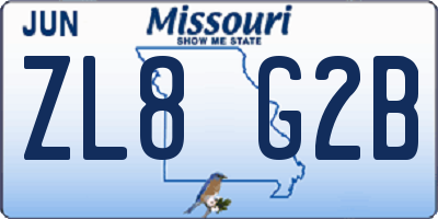 MO license plate ZL8G2B