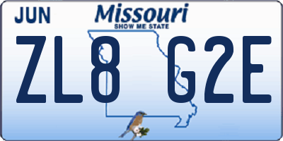 MO license plate ZL8G2E