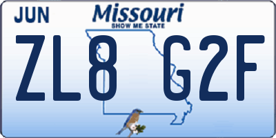 MO license plate ZL8G2F