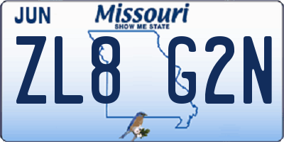 MO license plate ZL8G2N