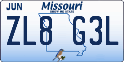 MO license plate ZL8G3L