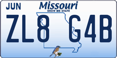 MO license plate ZL8G4B
