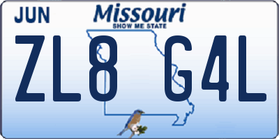 MO license plate ZL8G4L