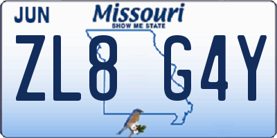 MO license plate ZL8G4Y