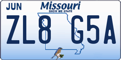 MO license plate ZL8G5A
