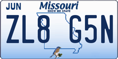 MO license plate ZL8G5N