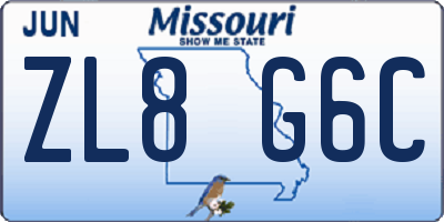 MO license plate ZL8G6C