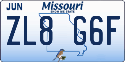 MO license plate ZL8G6F