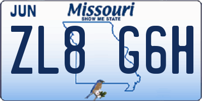 MO license plate ZL8G6H