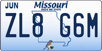 MO license plate ZL8G6M
