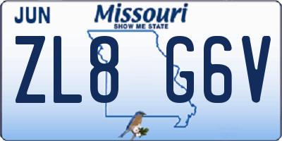 MO license plate ZL8G6V