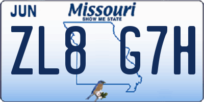 MO license plate ZL8G7H