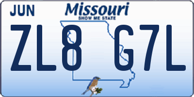 MO license plate ZL8G7L