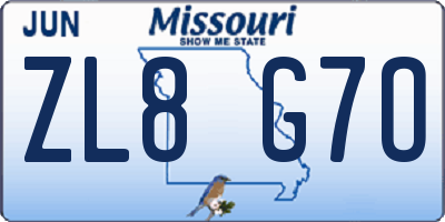 MO license plate ZL8G7O