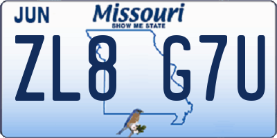 MO license plate ZL8G7U