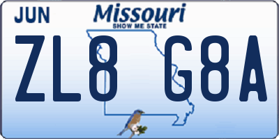MO license plate ZL8G8A
