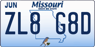 MO license plate ZL8G8D