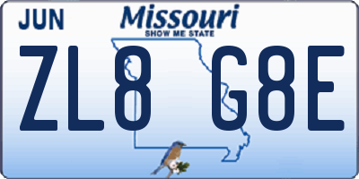 MO license plate ZL8G8E