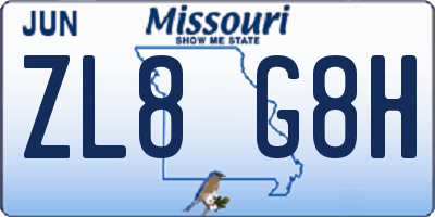 MO license plate ZL8G8H