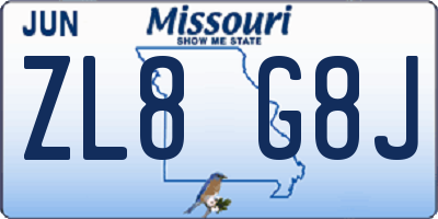 MO license plate ZL8G8J