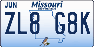 MO license plate ZL8G8K