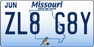 MO license plate ZL8G8Y
