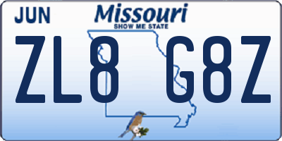 MO license plate ZL8G8Z