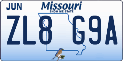 MO license plate ZL8G9A