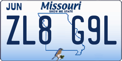 MO license plate ZL8G9L
