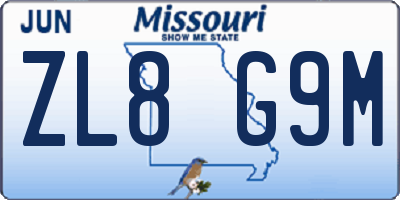 MO license plate ZL8G9M