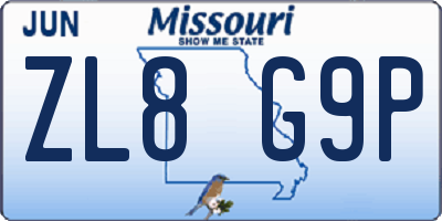 MO license plate ZL8G9P