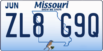 MO license plate ZL8G9Q