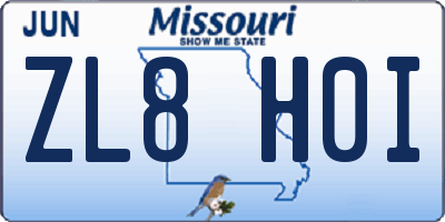 MO license plate ZL8H0I