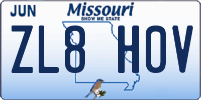 MO license plate ZL8H0V